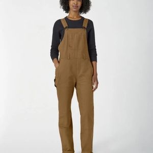 Dickies Women's Brown Duck Overalls L Canvas Tan